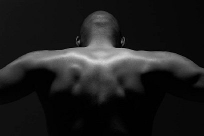 Bodybuilders back and shoulders