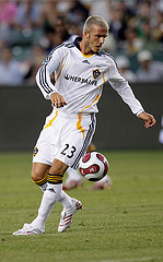 David Beckham playing football for L.A. Galaxy